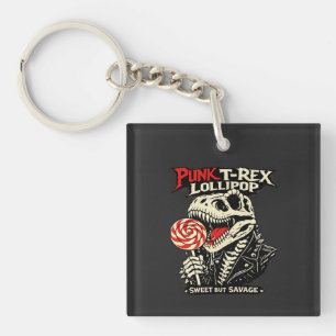 Punk T-Rex Lollipop - Sweet But Savage Keychain