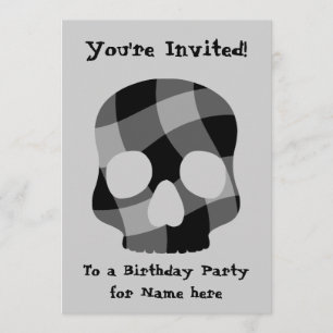 Punk twisted gingham skull all occasion 5"x7" invitation