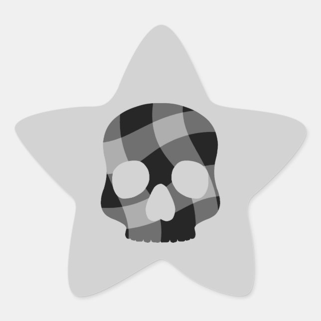 Punk twisted gingham skull star star sticker (Front)