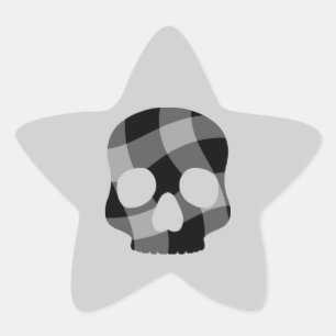 Punk twisted gingham skull star star sticker