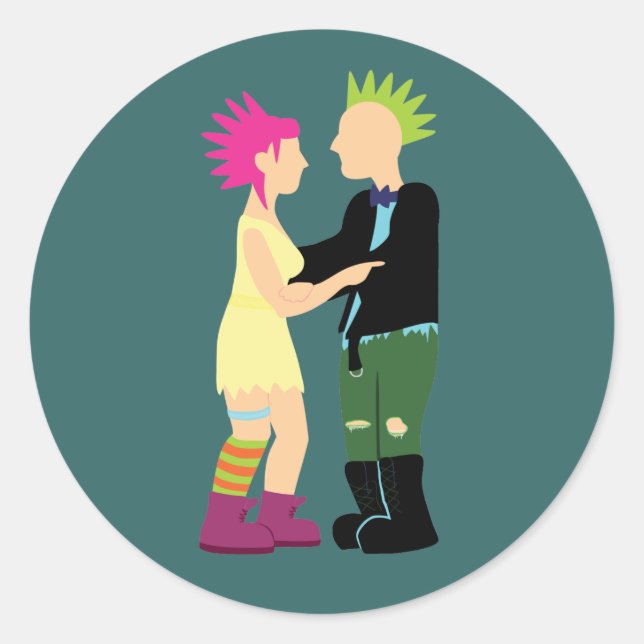 Punk Wedding Classic Round Sticker (Front)