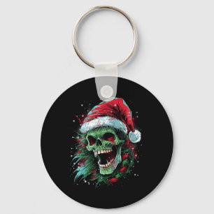 Punked-up Holiday Skull Elevate Your Christmas Loo Keychain