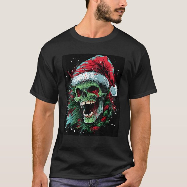 Punked Up Holiday Skull Elevate Your Christmas Loo T-Shirt (Front)