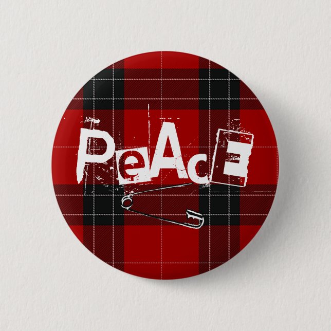 Punked-up Peace 2 Inch Round Button (Front)
