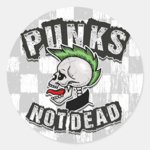 Punks Not Dead Skull Mohawk Punk Rock Rocker Classic Round Sticker