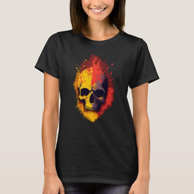 Punks Not Dead Skull Spanish Flag Colour Edition T-Shirt (Front)