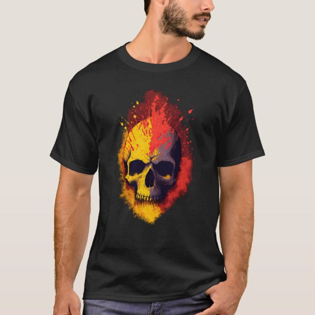 Punks Not Dead Skull Spanish Flag Colour Edition T-Shirt (Front)