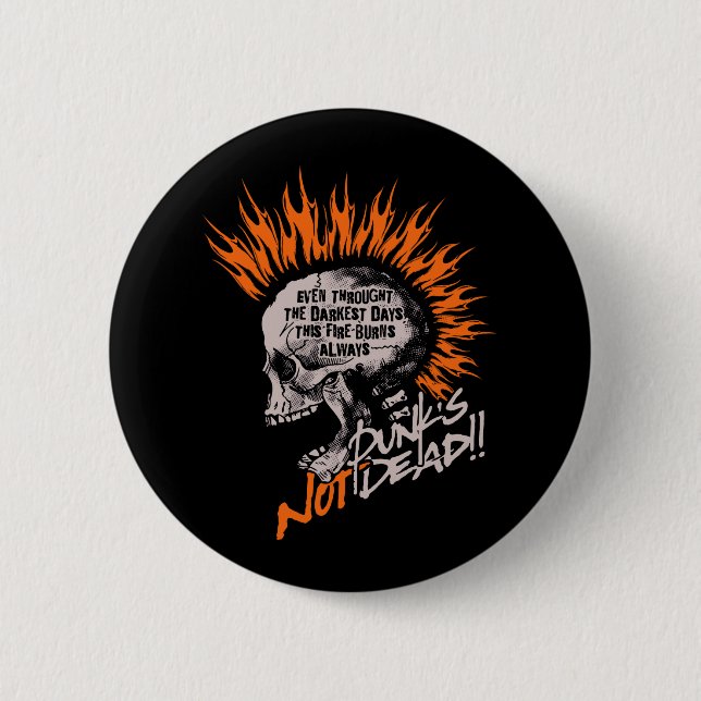 punks on fire 2 inch round button (Front)