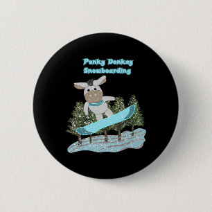 Punky Donkey Snowboarding 2 Inch Round Button