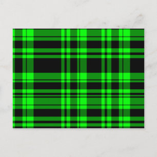 Punky Neon Green Plaid Postcard