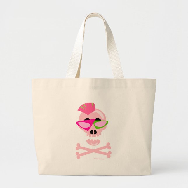 Punky New Wave Skull Large Tote Bag (Front)