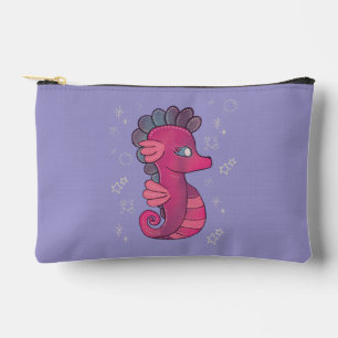 Punky Seahorse   Cute Pink Seahorse Accessory Pouch