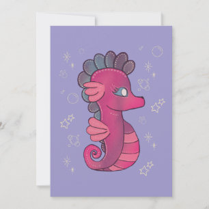Punky Seahorse Cute Pink Seahorse Thank You Card