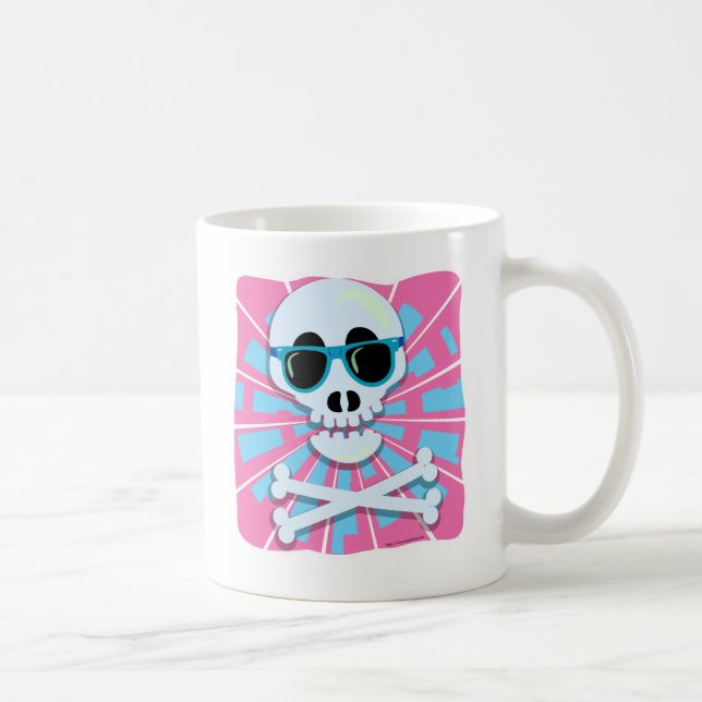 Punky Skull Eighties Shades Retro Vibes Coffee Mug (Right)