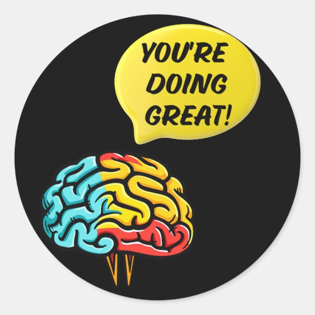 Punny Positive: Your Daily Dose of Mental Health C Classic Round Sticker (Front)