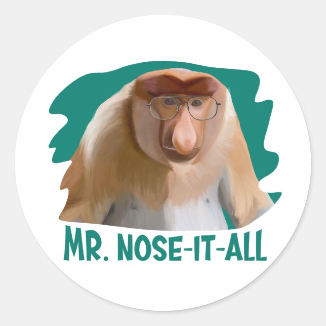Punny Proboscis Monkey  Classic Round Sticker (Front)
