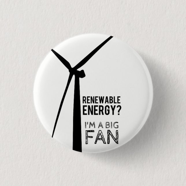 Punny Renewable Energy Windmill Button (Front)
