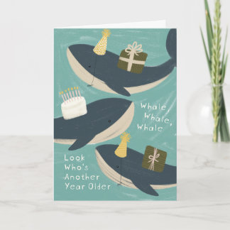 Punny Whale Célébrez la grande carte de voeux d'an