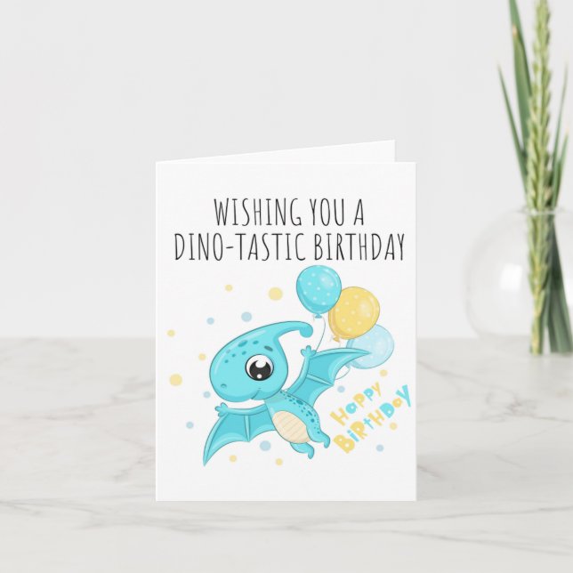 Puns Dino-Tastic Carte Anniversaire (Devant)