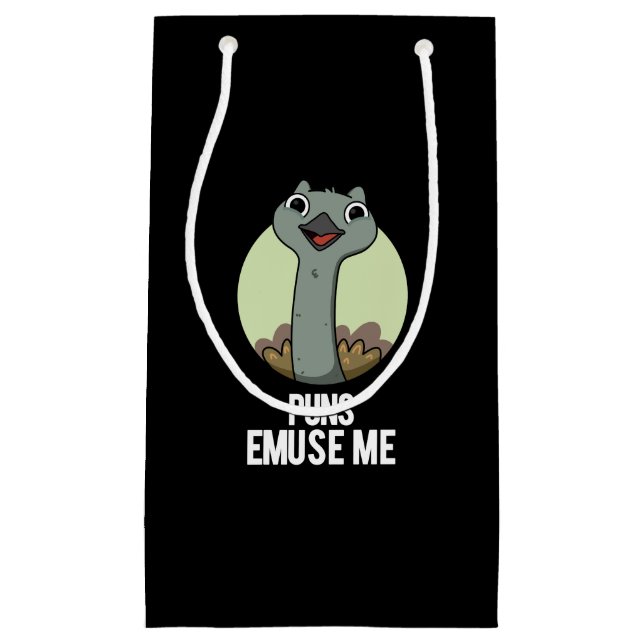 Puns Emuse Me Funny Emu Pun Dark BG Small Gift Bag (Front)