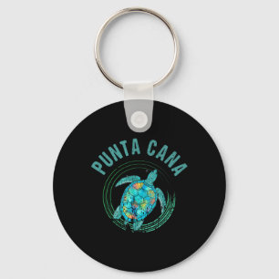 Punta Cana Beach Design Sea Turtle Illustration Gi Keychain