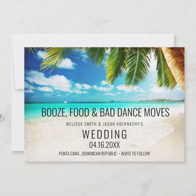 Punta Cana Beach Destination Wedding  Save The Date (Front)