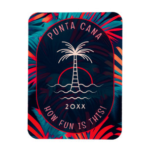 Punta Cana Beach party Palm tree leaves sunset Magnet
