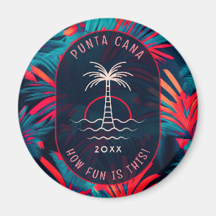 Punta Cana Beach party Palm tree leaves sunset Magnet