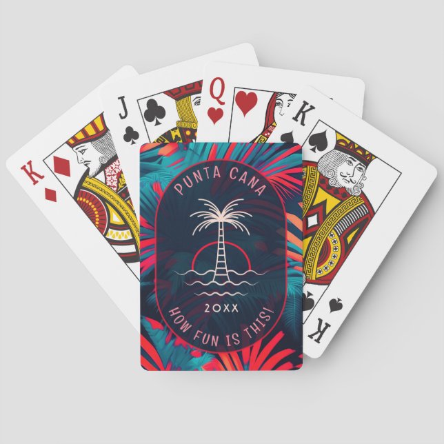 Punta Cana Beach party Palm tree leaves sunset Playing Cards (Back)