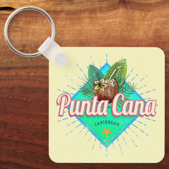 Punta Cana Caribbean Dominican Republic Retro Keychain (Front)