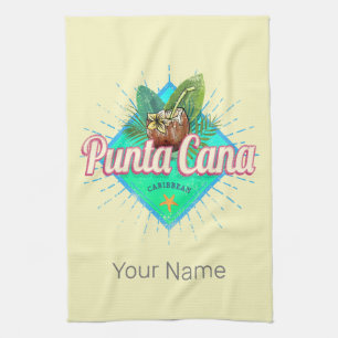 Punta Cana Caribbean Dominican Republic Retro Kitchen Towel