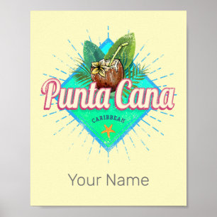 Punta Cana Caribbean Dominican Republic Retro Poster