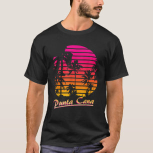 Punta Cana Cool 80s Palm Trees Summer Sunset T-Shirt