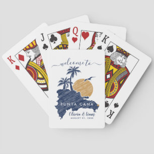 Punta Cana Custom Navy Minimalist Map Wedding Playing Cards