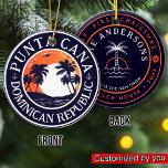 Punta Cana Dominican anchor Family Vacation Sunset Ceramic Ornament<br><div class="desc">Punta Cana Dominican Republic Tropical Retro Sunset design. Indulge in the nostalgia of Punta Cana with our vintage souvenir, designed specifically for seaside vacationers. Reminiscent of a bygone era, this design encapsulates the tranquillity and beauty of the cove, serving as a delightful reminder of your beachside getaway. You can customize...</div>