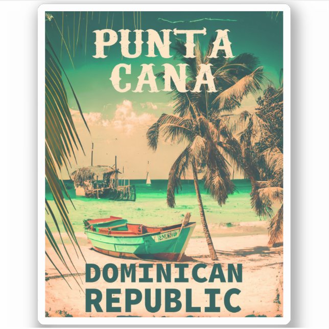 Punta Cana Dominican Palm Tree Beach Vintage (Front)