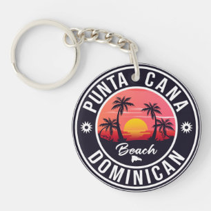 Punta Cana Dominican Palm Tree Beach Vintage Keychain