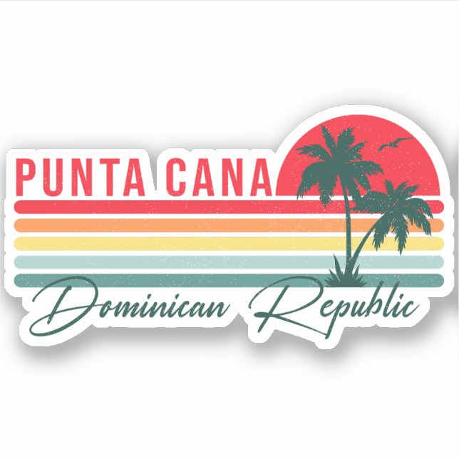 Punta Cana Dominican Palm Tree Retro Sunset 60s (Front)