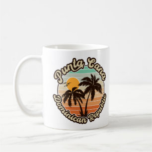 Punta Cana Dominican Palm Tree Retro Sunset 60s Coffee Mug