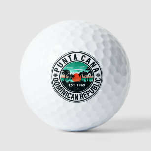 Punta Cana Dominican Palm Tree Retro Sunset 60s Golf Balls