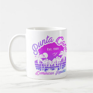 Punta Cana Dominican Palm Tree Retro Sunset 80s Coffee Mug