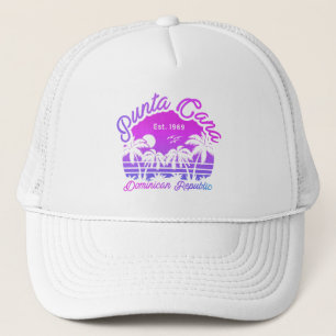 Punta Cana Dominican Palm Tree Retro Sunset 80s Trucker Hat
