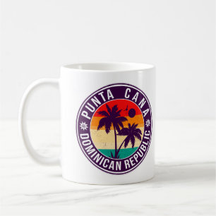 Punta Cana Dominican Palm Tree Retro Sunset Coffee Mug