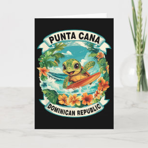 Punta Cana Dominican Republic Cute Sea Turtle Surf Card