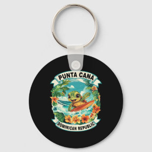 Punta Cana Dominican Republic Cute Sea Turtle Surf Keychain