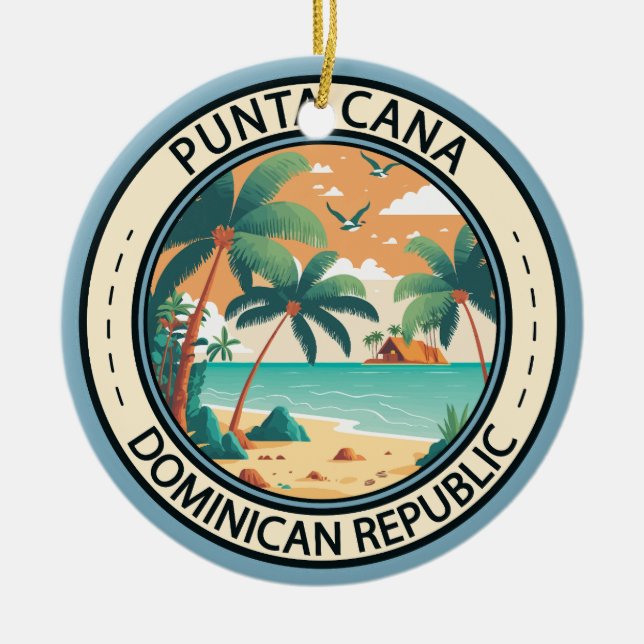 Punta Cana Dominican Republic Hut Badge Ceramic Ornament (Front)