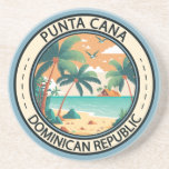 Punta Cana Dominican Republic Hut Badge Coaster<br><div class="desc">Punta Cana vector art design. The Bávaro area and Punta Cana combine to form what's known as La Costa del Coco,  or the Coconut Coast,  an area of lavish,  all-inclusive resorts.</div>