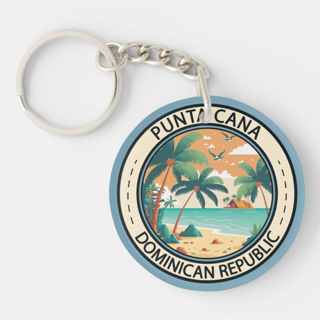 Punta Cana Dominican Republic Hut Badge Keychain (Front)
