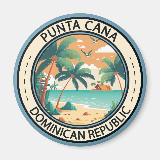 Punta Cana Dominican Republic Hut Badge Magnet (Front)