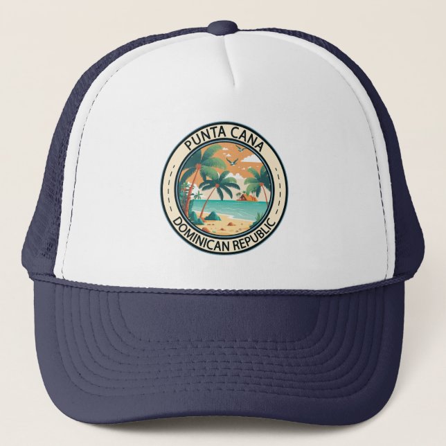 Punta Cana Dominican Republic Hut Badge Trucker Hat (Front)